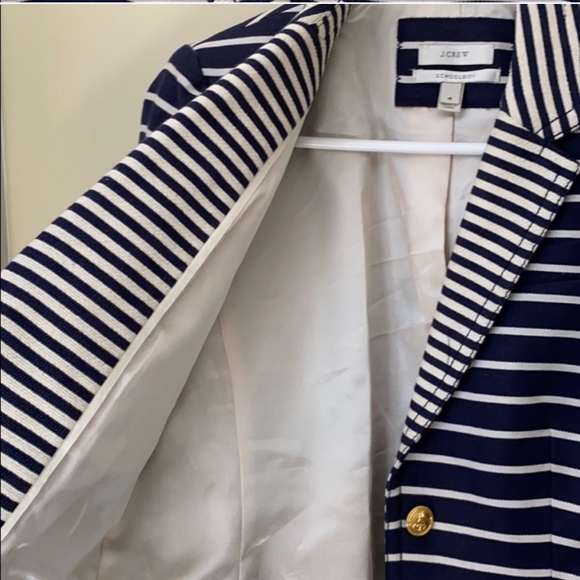 J Crew Linen Blend Striped Schoolboy Blazer - Picture 4 of 8
